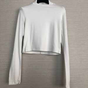 RoomService stretchy white sexy longsleeve croptop